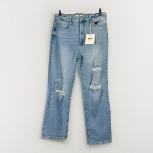 JBD Just Black Denim The Natalie Distressed Slim Fit Jean Blue Wash / Women's 31